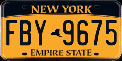 NY license plate FBY9675