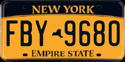 NY license plate FBY9680