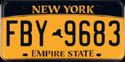 NY license plate FBY9683