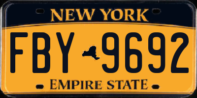 NY license plate FBY9692
