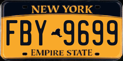 NY license plate FBY9699