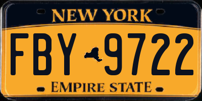 NY license plate FBY9722