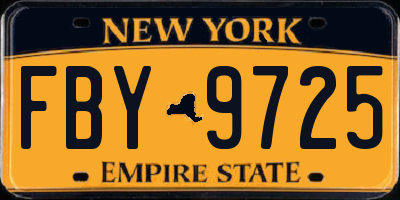 NY license plate FBY9725