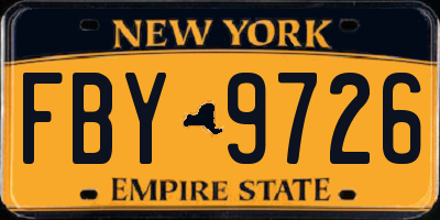 NY license plate FBY9726