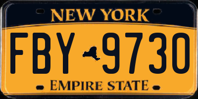 NY license plate FBY9730