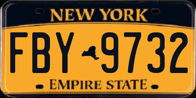NY license plate FBY9732