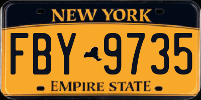 NY license plate FBY9735