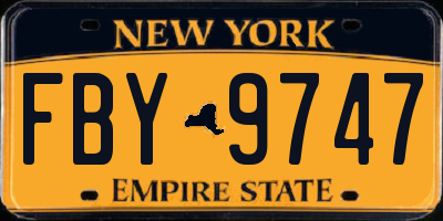 NY license plate FBY9747