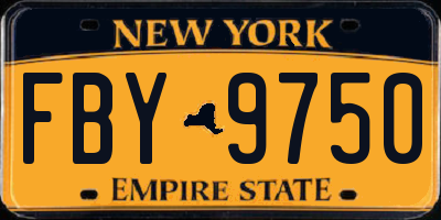 NY license plate FBY9750