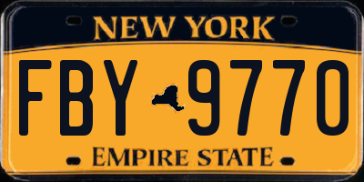 NY license plate FBY9770