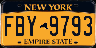 NY license plate FBY9793