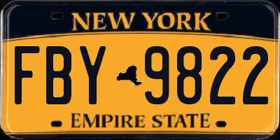 NY license plate FBY9822