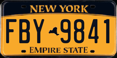 NY license plate FBY9841