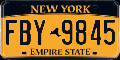 NY license plate FBY9845