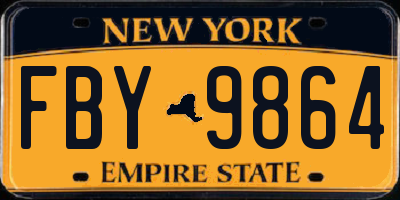 NY license plate FBY9864
