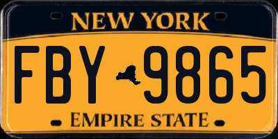 NY license plate FBY9865