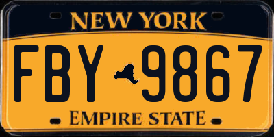 NY license plate FBY9867