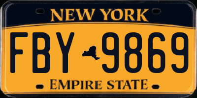 NY license plate FBY9869
