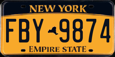 NY license plate FBY9874