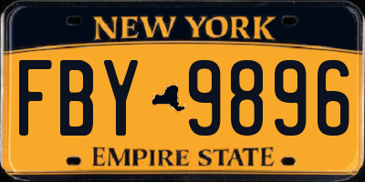 NY license plate FBY9896