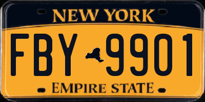 NY license plate FBY9901