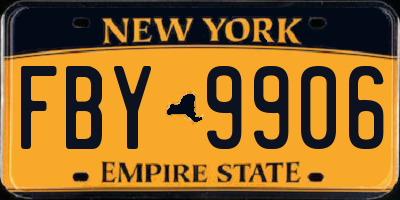 NY license plate FBY9906