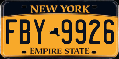 NY license plate FBY9926