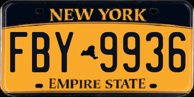 NY license plate FBY9936