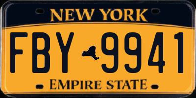 NY license plate FBY9941