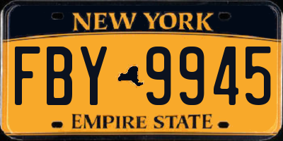 NY license plate FBY9945