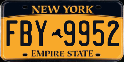 NY license plate FBY9952