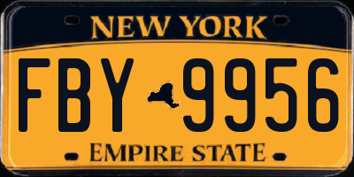 NY license plate FBY9956