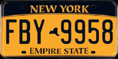 NY license plate FBY9958