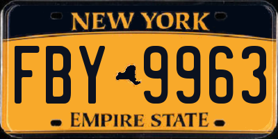 NY license plate FBY9963