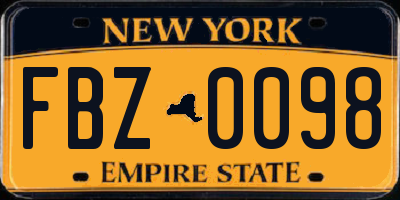 NY license plate FBZ0098