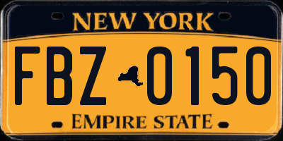 NY license plate FBZ0150