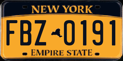 NY license plate FBZ0191
