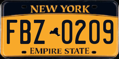 NY license plate FBZ0209