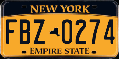 NY license plate FBZ0274