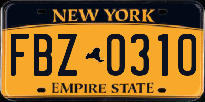 NY license plate FBZ0310