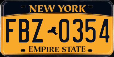 NY license plate FBZ0354