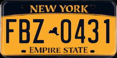 NY license plate FBZ0431