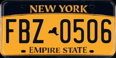NY license plate FBZ0506