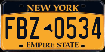 NY license plate FBZ0534