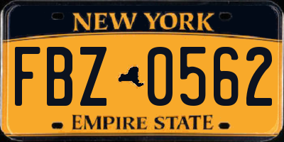 NY license plate FBZ0562