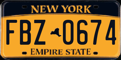NY license plate FBZ0674