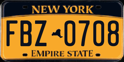 NY license plate FBZ0708