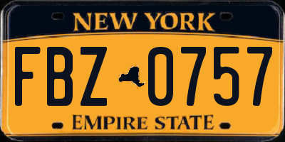 NY license plate FBZ0757