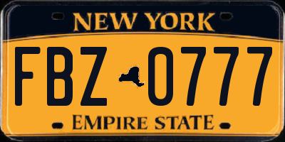 NY license plate FBZ0777