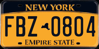 NY license plate FBZ0804